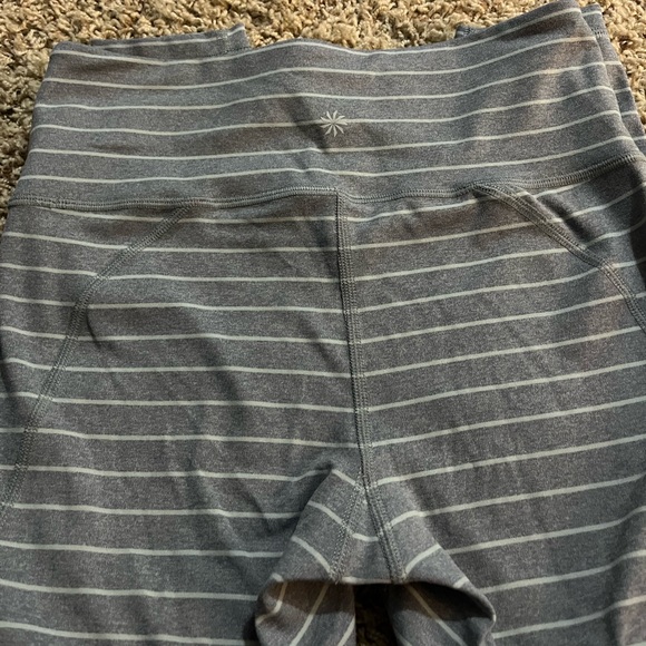 Athleta 7/8 Gray/White Stripe Leggings - Excellent Condition - Picture 2 of 4